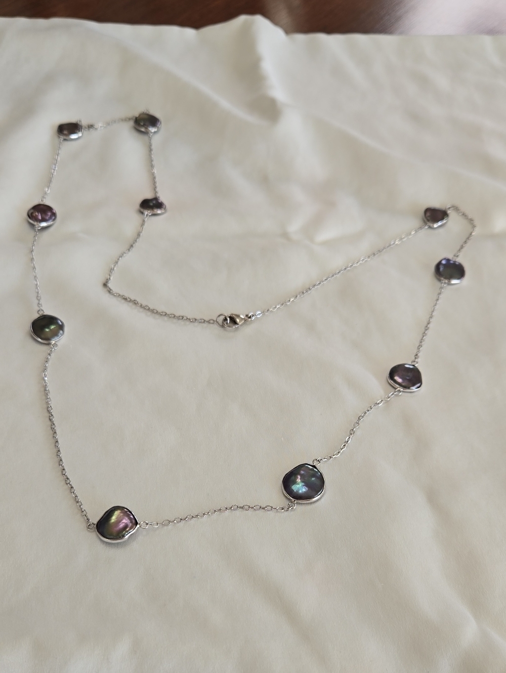 Honora Baroque Coin Black Freshwater Pearl Necklace.